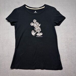 Women’s Walt Disney World Black Short Sleeve Rhinestone Shirt Size Medium